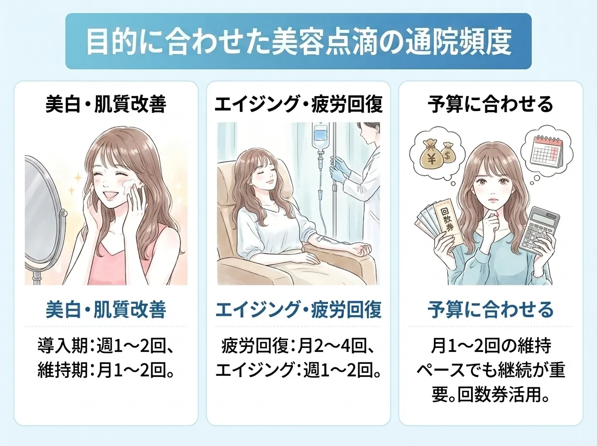 目的に合わせた美容点滴の通院頻度
