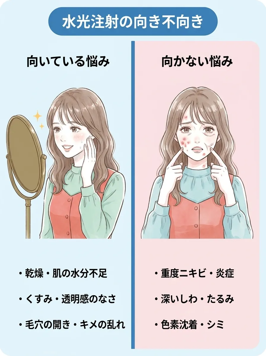 水光注射が向いている肌悩みと向いていない肌悩み