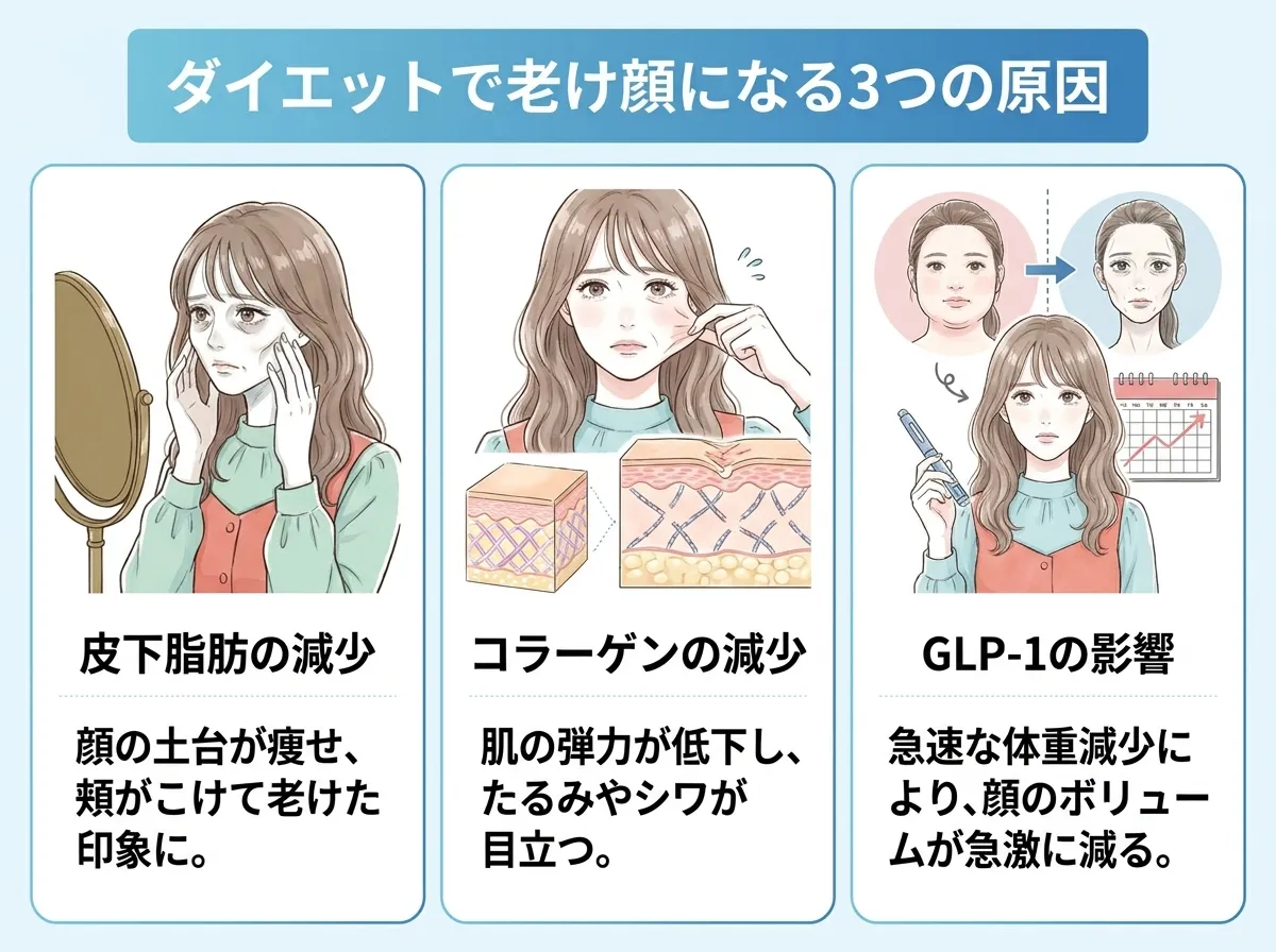 ダイエットで老け顔になる3つの原因