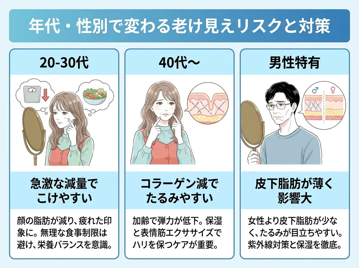 年齢や性別で変わる老け見えのリスクと対策