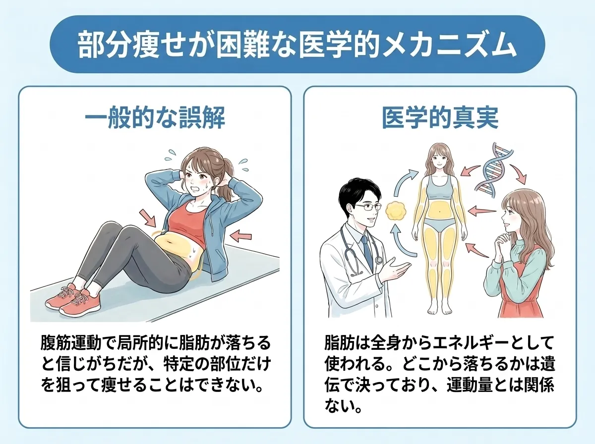 部分痩せが困難な医学的メカニズムと一般的な誤解