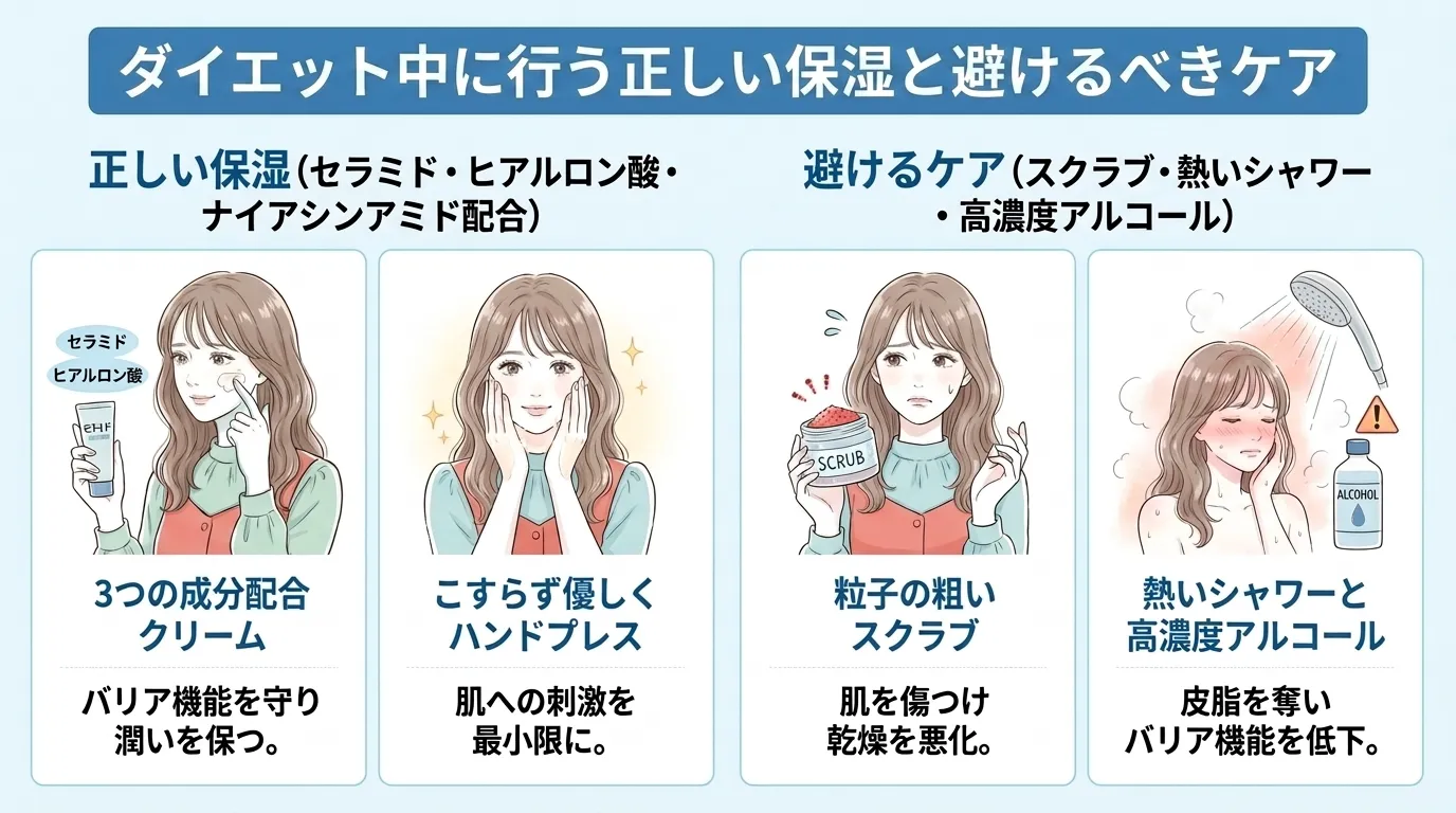 ダイエット中に行う正しい保湿と避けるべきケア