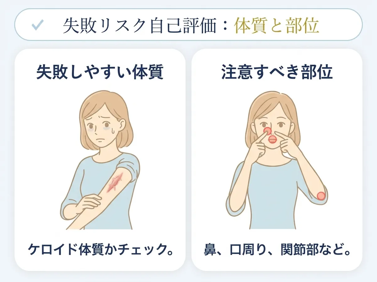 ほくろ除去で失敗しやすい体質と注意すべき部位