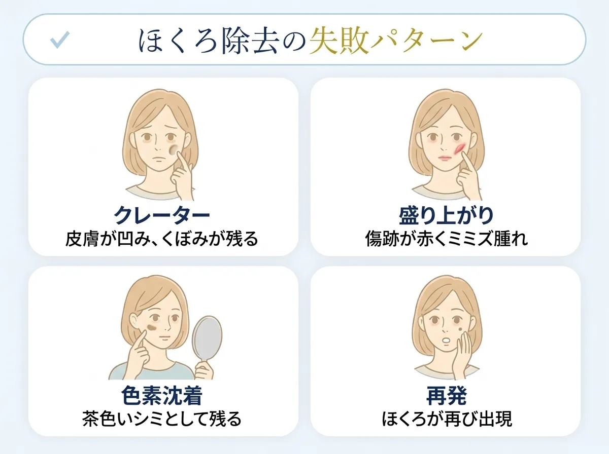 ほくろ除去の代表的な失敗パターン