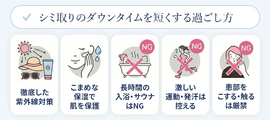 シミ取りのダウンタイムを短くする過ごし方のポイント