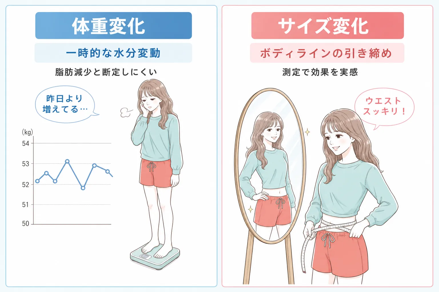 体重変化とサイズ変化